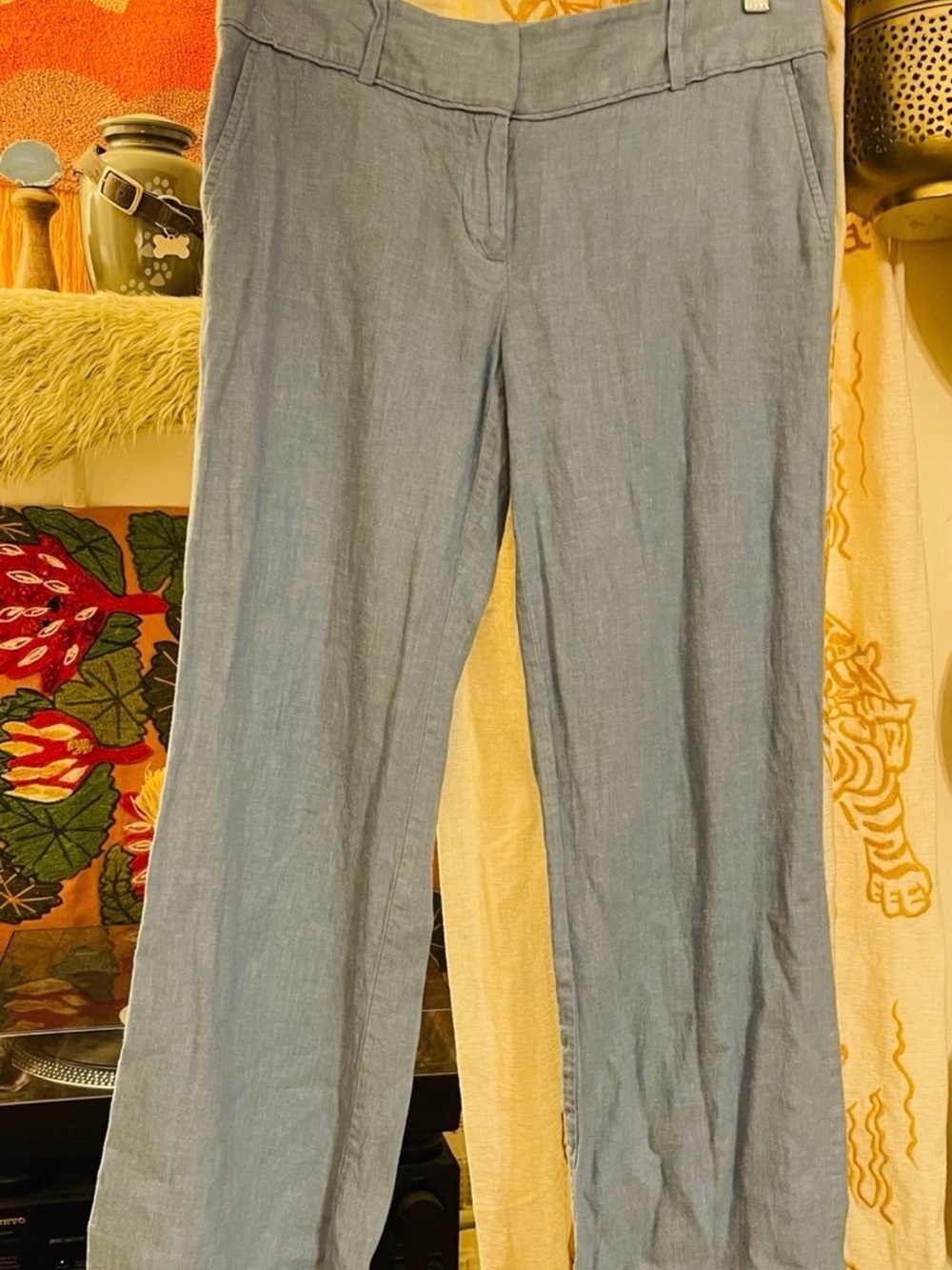 Women's Loft Blue Linen Dress Pants